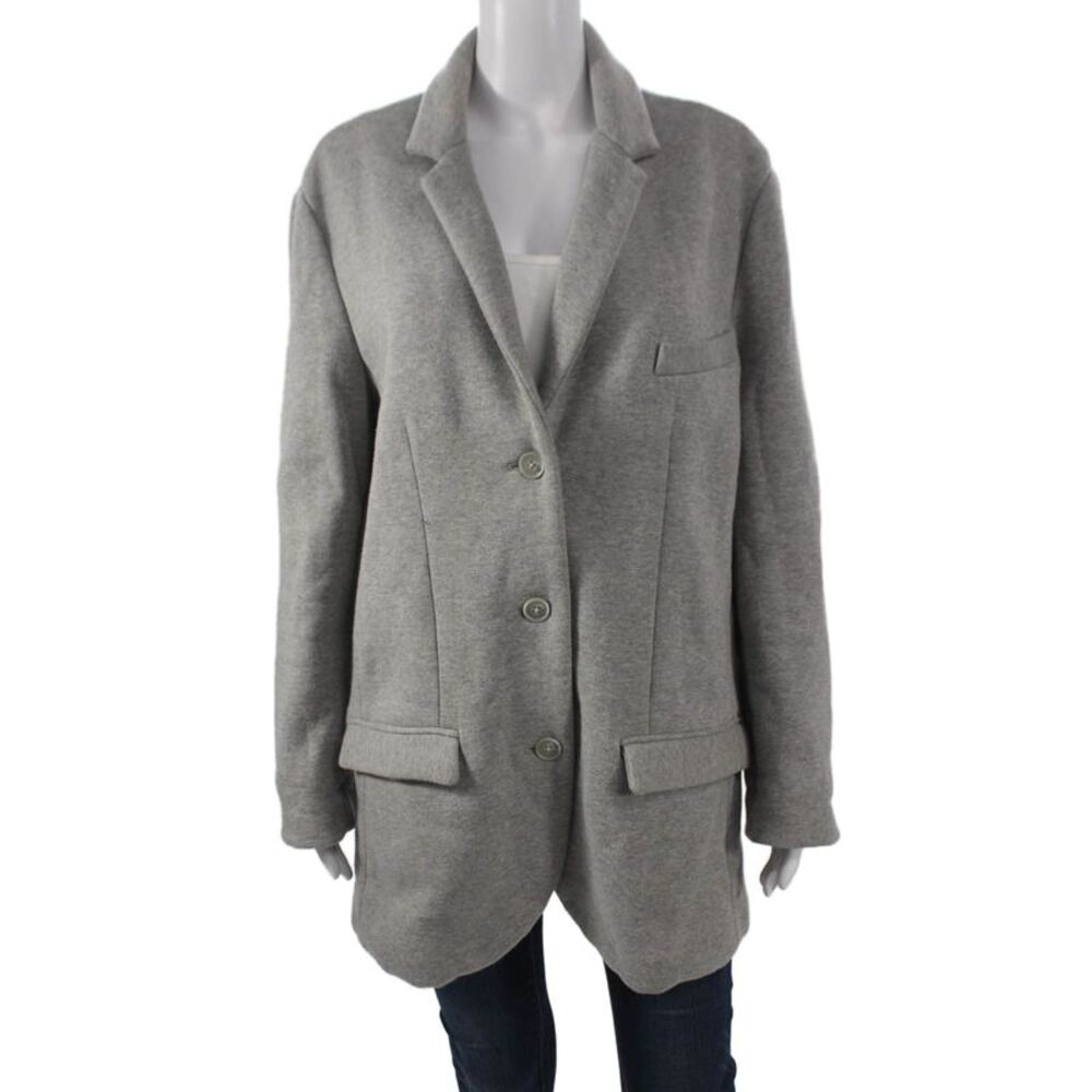 6397 Womens Wool Gray Pantsuit Button Long Sleeve Solid Fall Size XS
